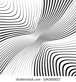 Abstract warped Diagonal Striped Background . Vector curved twisted slanting, waved lines texture

