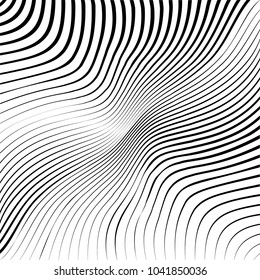 Abstract warped Diagonal Striped Background . Vector curved twisted slanting, waved lines texture

