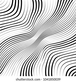 Abstract warped Diagonal Striped Background . Vector curved twisted slanting, waved lines texture

