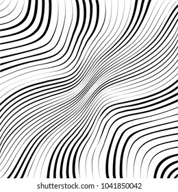 Abstract warped Diagonal Striped Background . Vector curved twisted slanting, waved lines texture

