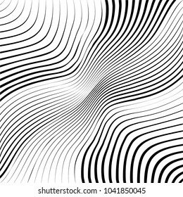 Abstract warped Diagonal Striped Background . Vector curved twisted slanting, waved lines texture


