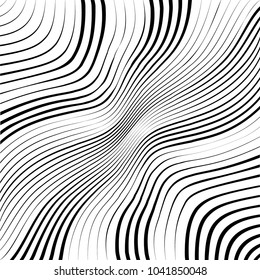 Abstract warped Diagonal Striped Background . Vector curved twisted slanting, waved lines texture

