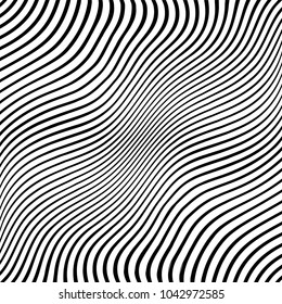 Abstract warped Diagonal Striped Background . Vector curved twisted slanting, waved lines texture

