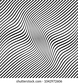 Abstract warped Diagonal Striped Background . Vector curved twisted slanting, waved lines texture


