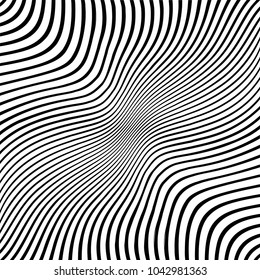 Abstract warped Diagonal Striped Background . Vector curved twisted slanting, waved lines texture
