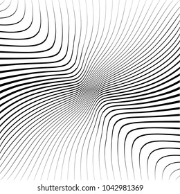 Abstract warped Diagonal Striped Background . Vector curved twisted slanting, waved lines texture
