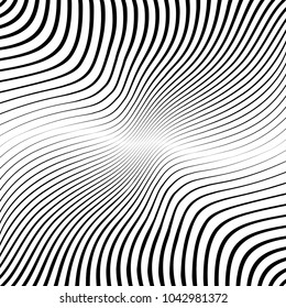 Abstract warped Diagonal Striped Background . Vector curved twisted slanting, waved lines texture
