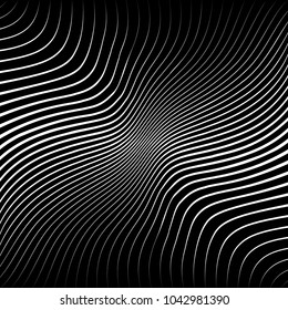 Abstract warped Diagonal Striped Background . Vector curved twisted slanting, waved lines texture
