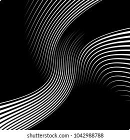 Abstract warped Diagonal Striped Background . Vector curved twisted slanting, waved lines texture
