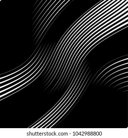 Abstract warped Diagonal Striped Background . Vector curved twisted slanting, waved lines texture

