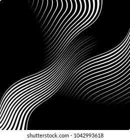 Abstract warped Diagonal Striped Background . Vector curved twisted slanting, waved lines texture