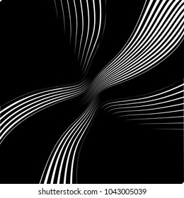 Abstract warped Diagonal Striped Background . Vector curved twisted slanting, waved lines texture

