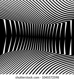 Abstract warped Diagonal Striped Background . Vector curved twisted slanting, waved lines texture
