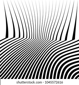 Abstract warped Diagonal Striped Background . Vector curved twisted slanting, waved lines texture
