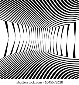 Abstract warped Diagonal Striped Background . Vector curved twisted slanting, waved lines texture
