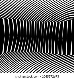 Abstract warped Diagonal Striped Background . Vector curved twisted slanting, waved lines texture
