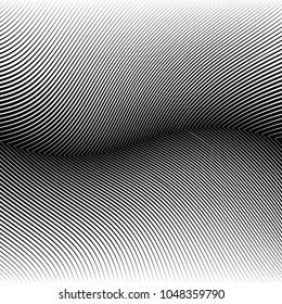 Abstract warped Diagonal Striped Background . Vector curved twisted slanting, waved lines texture
