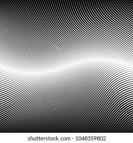 Abstract warped Diagonal Striped Background . Vector curved twisted slanting, waved lines texture

