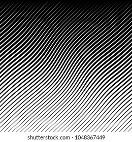 Abstract warped Diagonal Striped Background . Vector curved twisted slanting, waved lines texture
