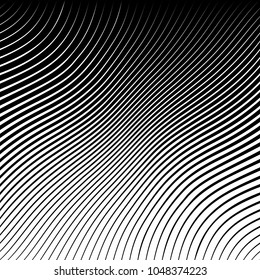 Abstract warped Diagonal Striped Background . Vector curved twisted slanting, waved lines texture