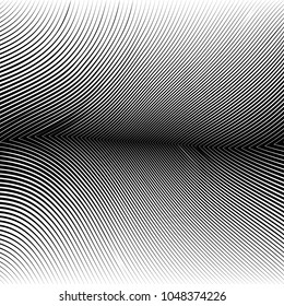 Abstract warped Diagonal Striped Background . Vector curved twisted slanting, waved lines texture