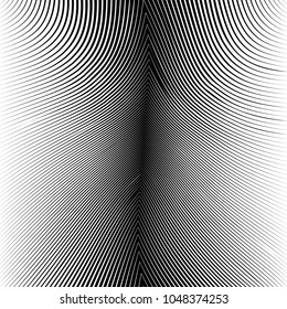 Abstract warped Diagonal Striped Background . Vector curved twisted slanting, waved lines texture