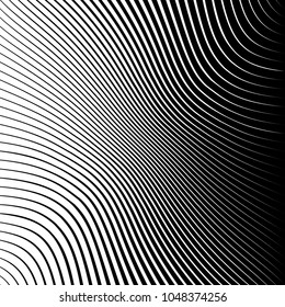 Abstract warped Diagonal Striped Background . Vector curved twisted slanting, waved lines texture
