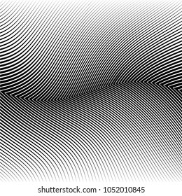 Abstract warped Diagonal Striped Background . Vector curved twisted slanting, waved lines texture