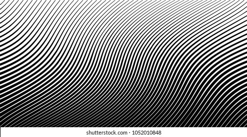 Abstract warped Diagonal Striped Background . Vector curved twisted slanting, waved lines texture