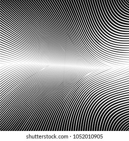 Abstract warped Diagonal Striped Background . Vector curved twisted slanting, waved lines texture