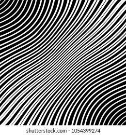 Abstract warped Diagonal Striped Background . Vector curved twisted slanting, waved lines texture
