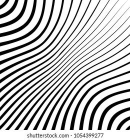 Abstract warped Diagonal Striped Background . Vector curved twisted slanting, waved lines texture