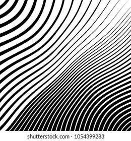Abstract warped Diagonal Striped Background . Vector curved twisted slanting, waved lines texture