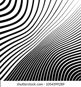 Abstract warped Diagonal Striped Background . Vector curved twisted slanting, waved lines texture