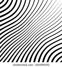 Abstract warped Diagonal Striped Background . Vector curved twisted slanting, waved lines texture