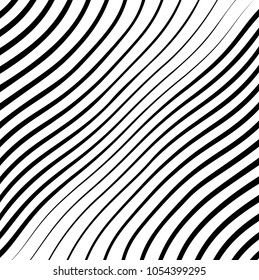 Abstract warped Diagonal Striped Background . Vector curved twisted slanting, waved lines texture
