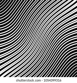 Abstract warped Diagonal Striped Background . Vector curved twisted slanting, waved lines texture