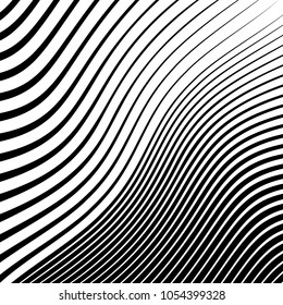 Abstract warped Diagonal Striped Background . Vector curved twisted slanting, waved lines texture