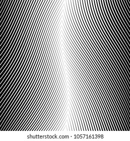 Abstract warped Diagonal Striped Background . Vector curved twisted slanting, waved lines texture