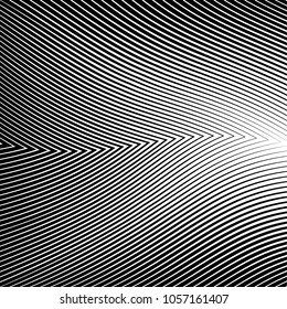 Abstract warped Diagonal Striped Background . Vector curved twisted slanting, waved lines texture