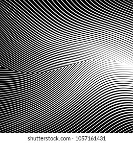 Abstract warped Diagonal Striped Background . Vector curved twisted slanting, waved lines texture