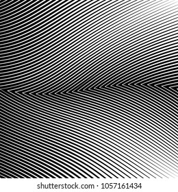 Abstract warped Diagonal Striped Background . Vector curved twisted slanting, waved lines texture