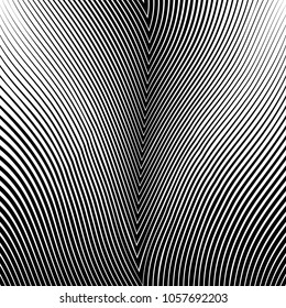 Abstract warped Diagonal Striped Background . Vector curved twisted slanting, waved lines texture