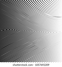 Abstract warped Diagonal Striped Background . Vector curved twisted slanting, waved lines texture