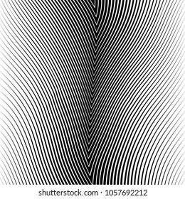 Abstract warped Diagonal Striped Background . Vector curved twisted slanting, waved lines texture