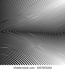 Abstract warped Diagonal Striped Background . Vector curved twisted slanting, waved lines texture