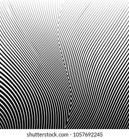 Abstract warped Diagonal Striped Background . Vector curved twisted slanting, waved lines texture