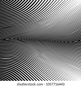 Abstract warped Diagonal Striped Background . Vector curved twisted slanting, waved lines texture