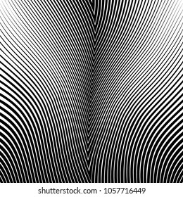 Abstract warped Diagonal Striped Background . Vector curved twisted slanting, waved lines texture