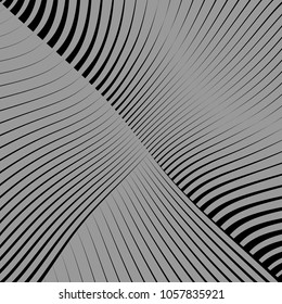 Abstract warped Diagonal Striped Background . Vector curved twisted slanting, waved lines texture
